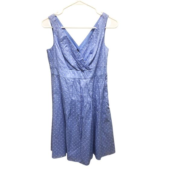 Lands End Blue Polka Dot A-line Dress 100% Cotton Size 2P - Picture 1 of 8